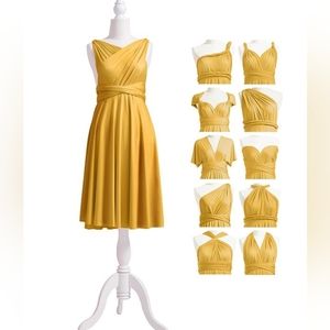 Infinity Wrap Dress, Mustard Yellow, One Size